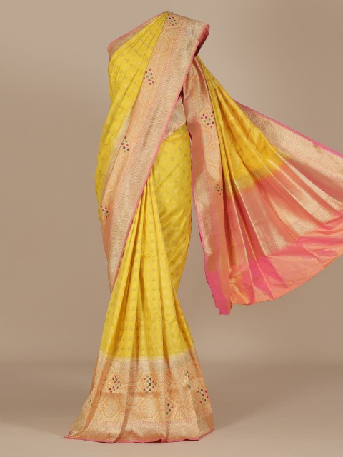 

Pothys Yellow Woven Design Jute Silk Saree