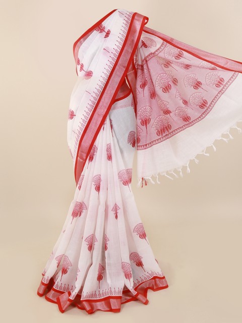 

Pothys White Printed Pure Cotton Saree