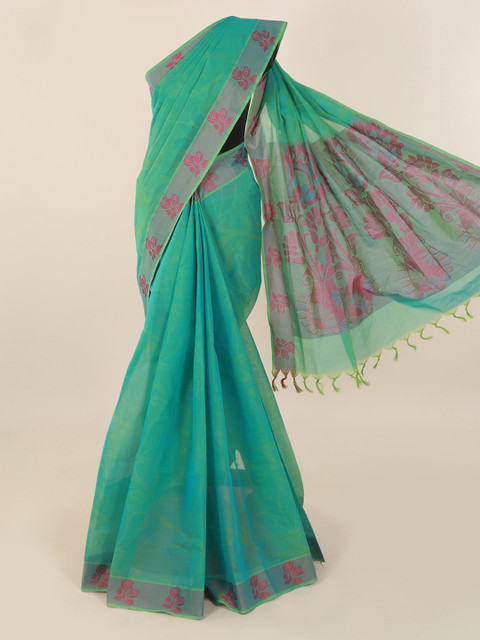 

Pothys Green Solid Pure Cotton Saree