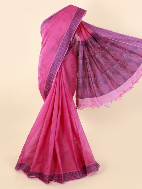 

Pothys Pink Solid Pure Cotton Saree