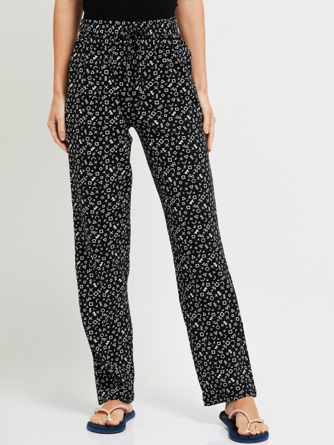 max Women Black Printed Lounge Pants