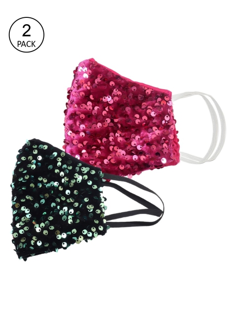 

Bellofox Unisex Pack Of 2 Embellished 3-Ply Face Mask, Pink