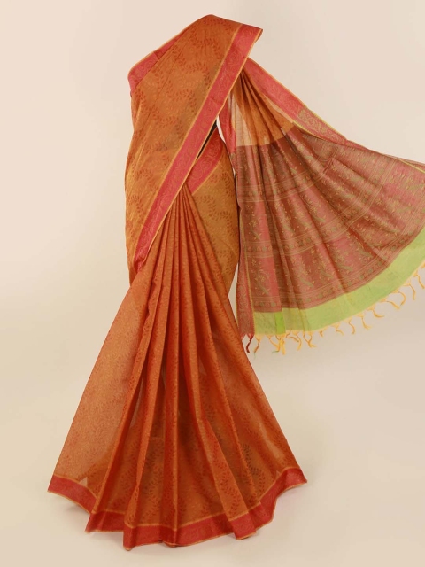 

Pothys Mustard & Red Pure Cotton Woven Design Saree