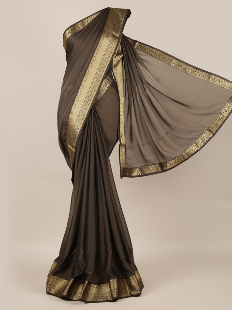 

Pothys Brown Solid Poly Chiffon Saree