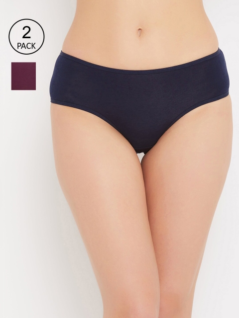 

Clovia Women Pack Of 2 Printed Hipster Briefs-COMPNC968, Purple
