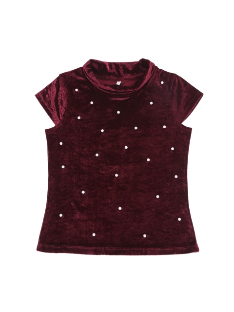 Pantaloons Junior Girls Maroon Solid Top