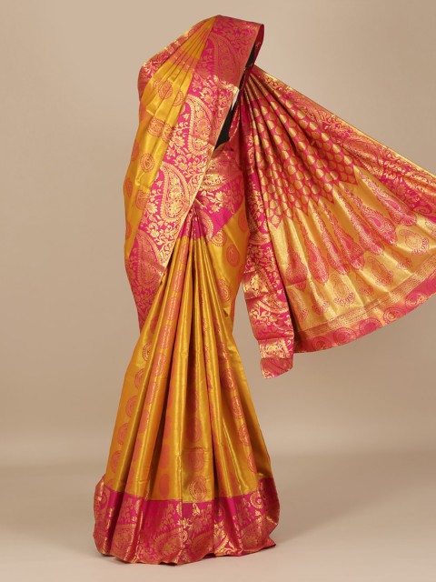 

Pothys Mustard Woven Design Saree with Zari Border