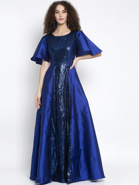 

Just Wow Women Blue Embellished Maxi Dress