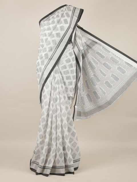 

Pothys White Printed Linen Blend Saree