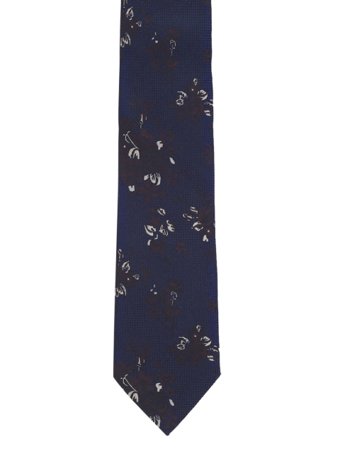 

Louis Philippe Men Navy Blue & Black Woven Design Silk Broad Neck Tie