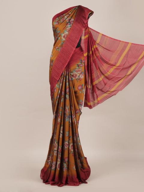 

Pothys Mustard Printed Poly Chiffon Saree