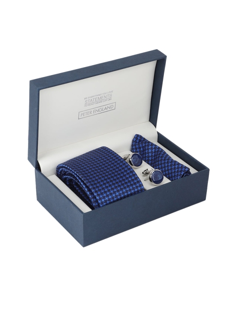 

Peter England Men Blue Checked Accessory Gift Set