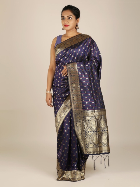 

Pothys Navy Blue Woven Design Jute Silk Saree