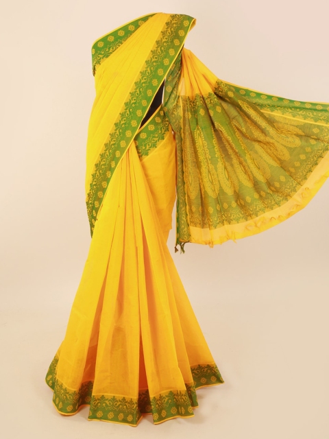 

Pothys Yellow Solid Pure Cotton Saree