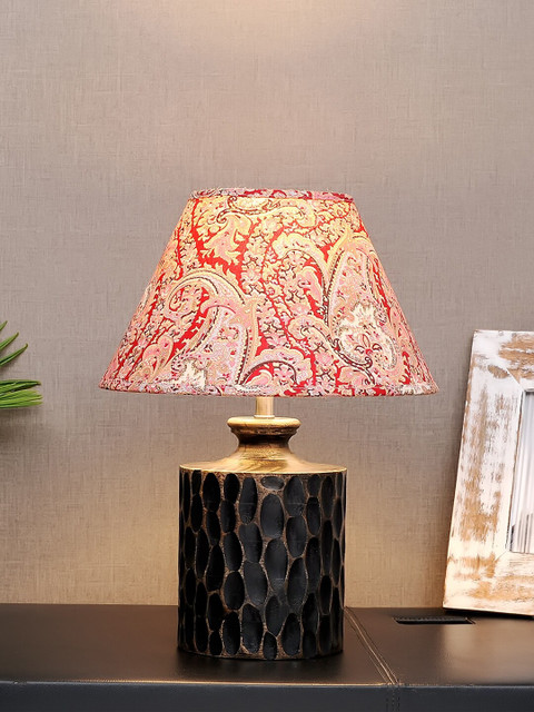 

THE LIGHT STORE Black & Red Textured Frustum Table Lamp