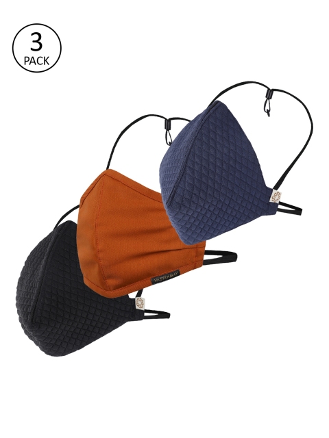 

VASTRAMAY Unisex Pack Of 3 2-Ply Reusable Cloth Half Face Masks, Black