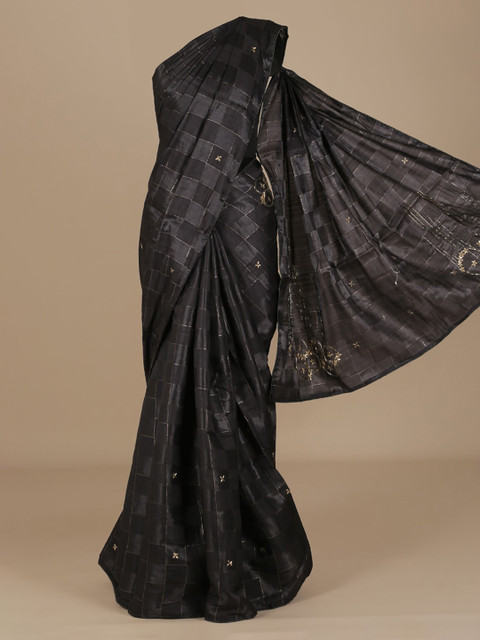 

Pothys Grey Checked Jute Silk Saree
