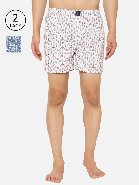 

URBAN SCOTTISH Men Pack Of 2 Printed Boxers USBX2063, Blue