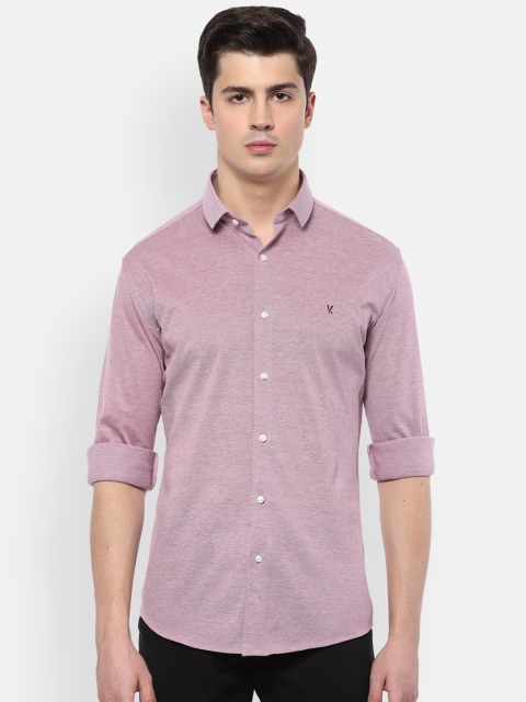 

V Dot Men Purple Slim Fit Self Design Cotton Casual Shirt
