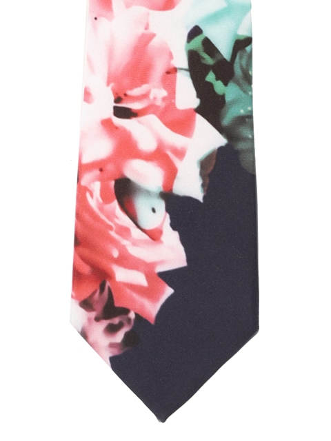 

Peter England Men Navy Blue & Pink Printed Broad Tie