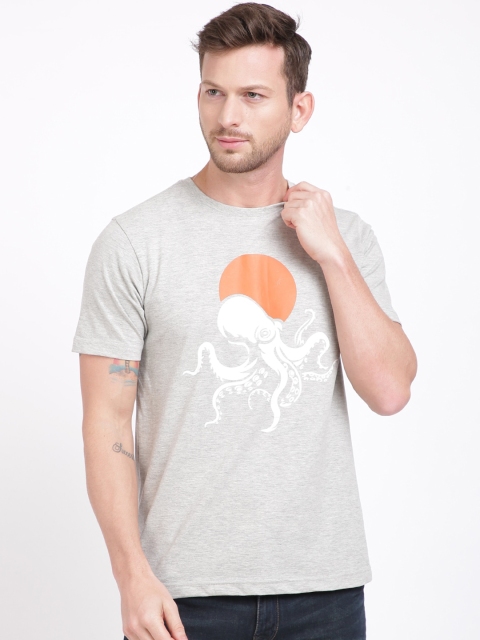 

IVOC Men Grey Printed Round Neck T-shirt
