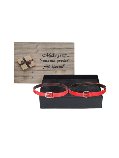 LONDON FASHION hob Women Pack Of 2 Belts, Red