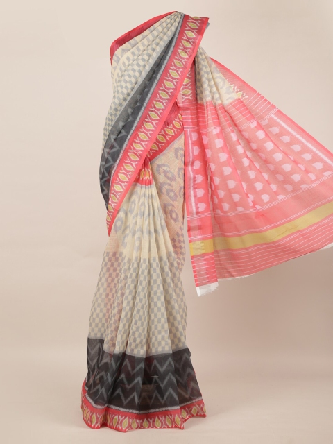 

Pothys Cream-Coloured Printed Linen Blend Saree