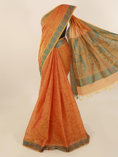 

Pothys Orange & Green Pure Cotton Woven Design Saree