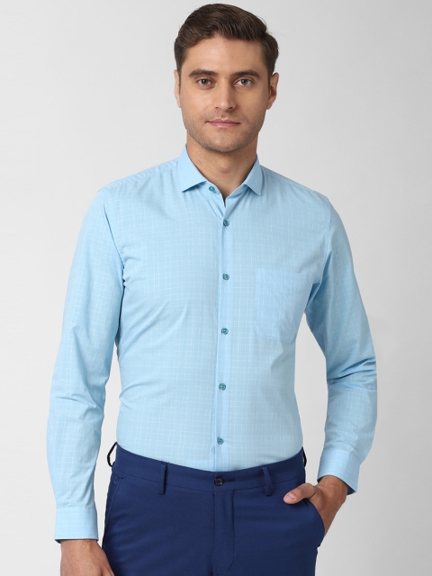 

Peter England Men Blue & White Slim Fit Checked Formal Shirt