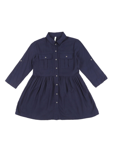 

Pantaloons Junior Girls Navy Blue Solid Shirt Style Top