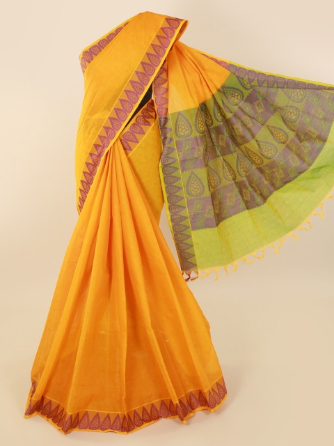 

Pothys Yellow Solid Pure Cotton Saree
