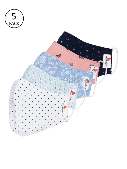 

Imfashini Women Pack Of 5 Printed 2-Ply Reusable Cotton Cloth Masks, Multi