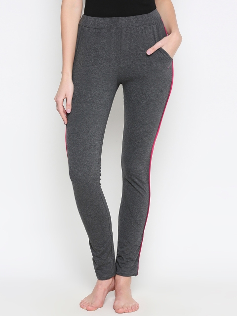XIN Women Charcoal Grey Solid Lounge Pants