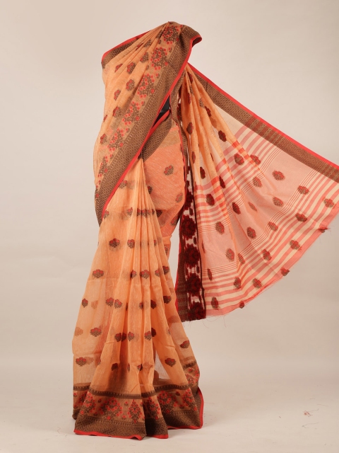 

Pothys Orange & Brown Jute Silk Woven Design Saree