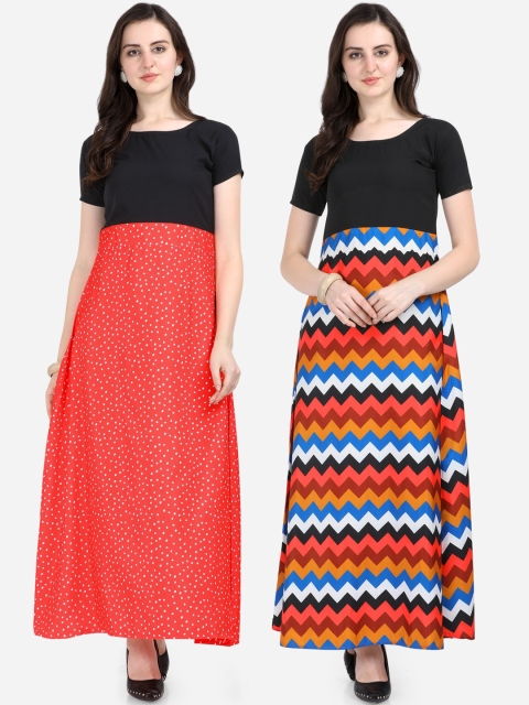 

Florence Women Multicoloured Pack of 2 Printed Maxi Dress, Multi