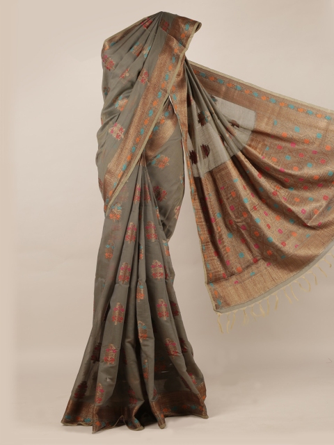 

Pothys Grey Woven Design Jute Silk Saree