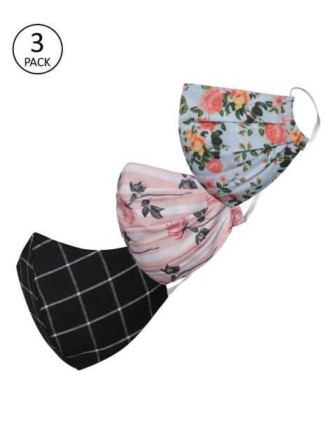 

VASTRAMAY Pack Of 3 2-Ply Reusable Cloth Masks, Black