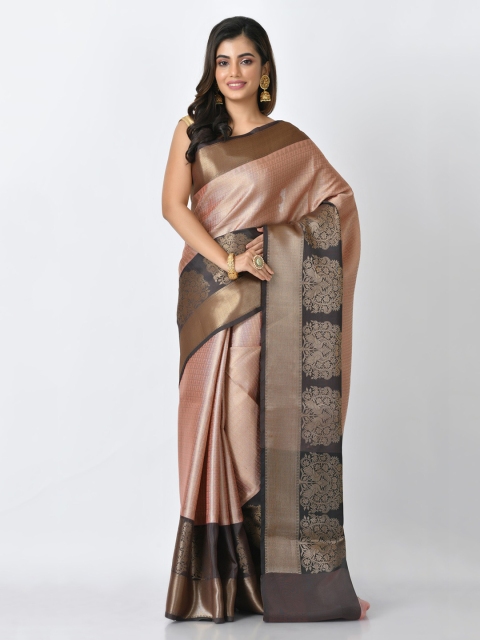 

RANGOLI Pink Woven Design Tissue Saree