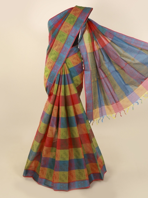 

Pothys Multicoloured Printed Pure Cotton Saree with Jhalar Pallu, Multi