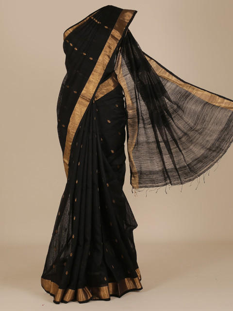 

Pothys Black Woven Design Jute Silk Saree