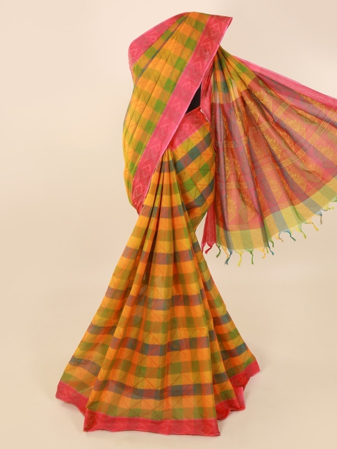 

Pothys Multicoloured & Yellow Pure Cotton Checked Saree, Multi