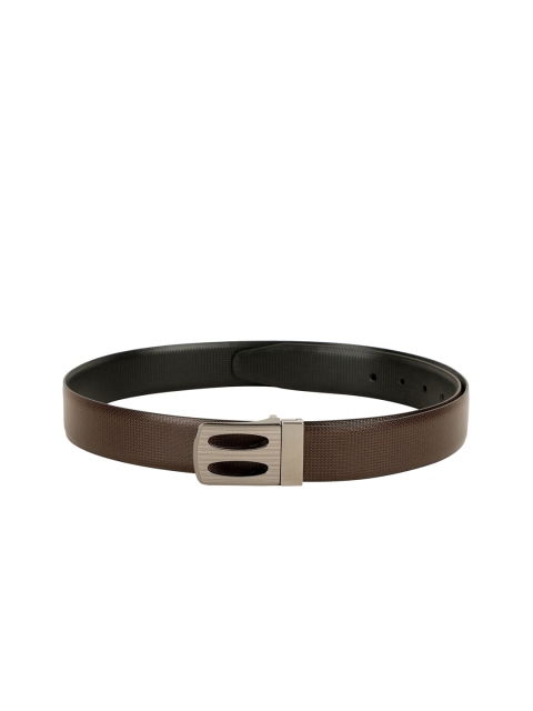 

ZEVORA Men Brown & Black Textured Reversible Belt