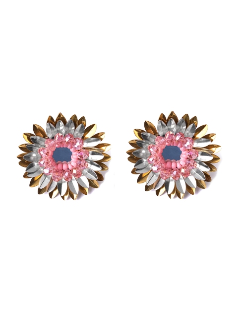 

Foxy Sperks Gold-Toned & Pink Handcrafted Contemporary Studs