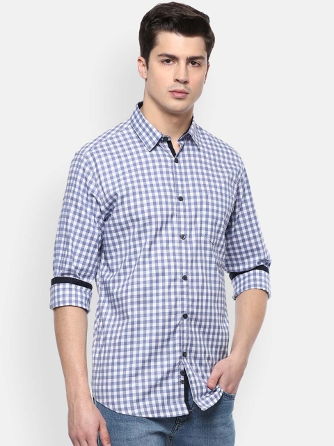 Van Heusen Sport Men Blue & White Slim Fit Checked Casual Shirt