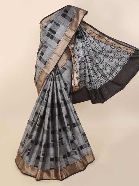 

Pothys Black Printed Cotton Blend Saree