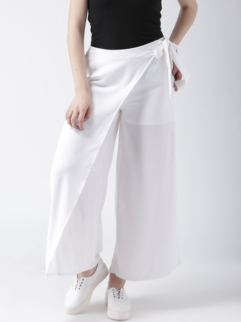 

DODO & MOA Women White Flared Solid Parallel Trousers