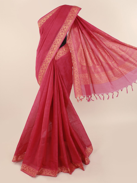 

Pothys Magenta Solid Pure Cotton Saree