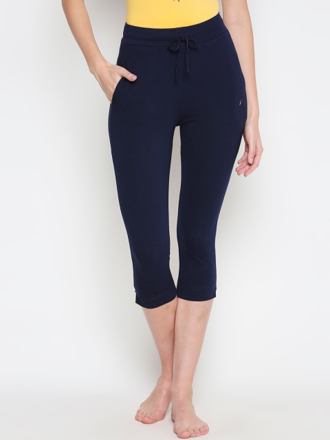 

XIN Women Navy Blue Solid Lounge Capris