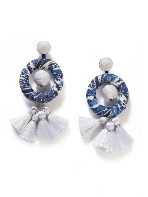 

Foxy Sperks Blue & White Contemporary Drop Earrings