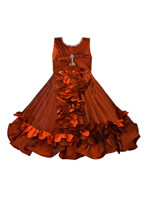 

Wish Karo Girls Brown Solid Maxi Dress